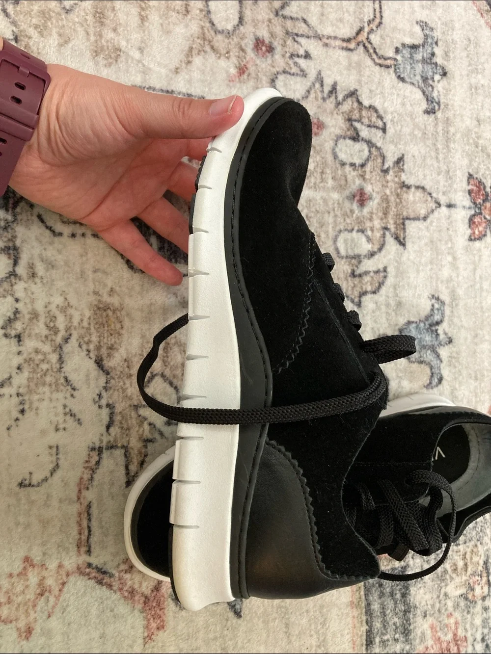 Vionic Black Suede Lace-Up Casual Sneakers - Picture 2 of 3